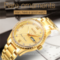 OLEVS 6618 Luxury Gold Diamond Men Watches Top Brand Luminous Dial Steel Bracelet Watchband Date Male Clock Business Wristwatch